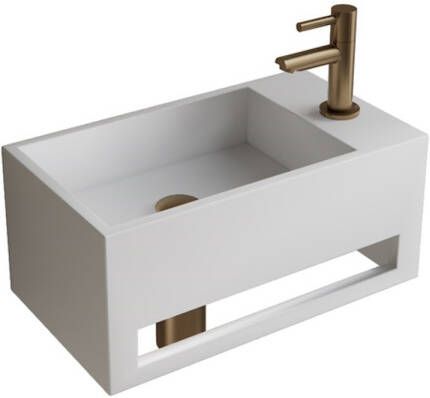 Boss & Wessing Fonteinset BWS Solid Surface Met Handdoekhouder Rechts Wit Goud