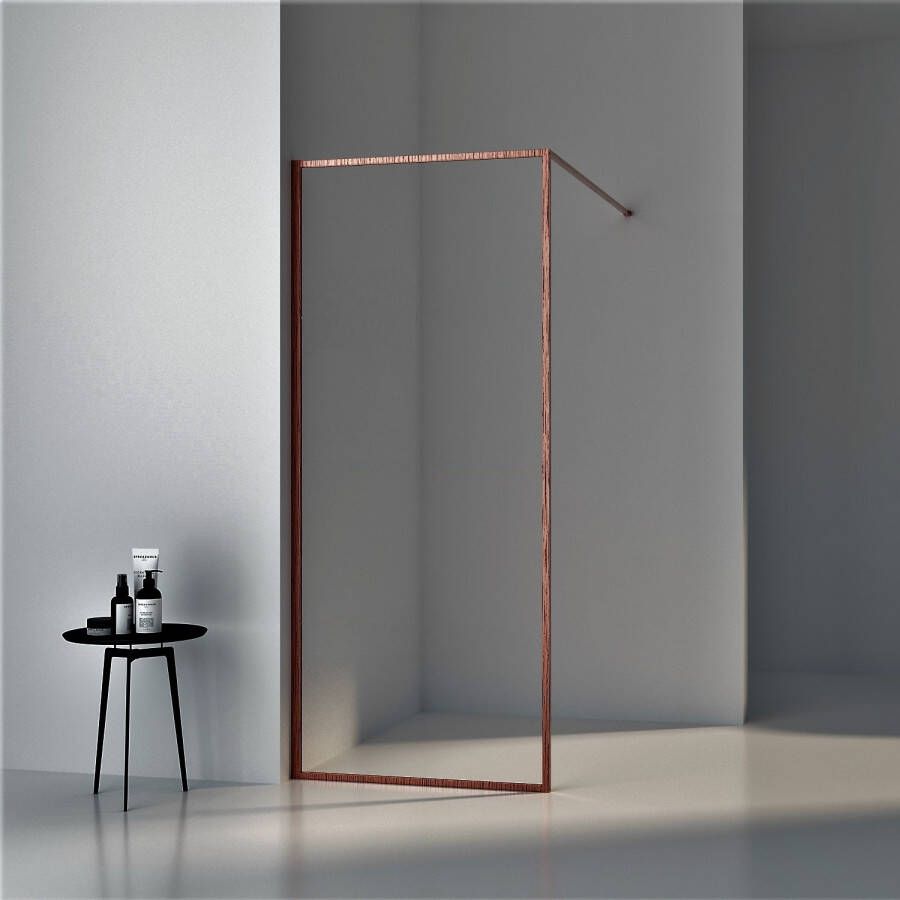 Boss & wessing Inloopdouche BWS Recta 120x200 cm 8mm NANO Glas Geborsteld Koper