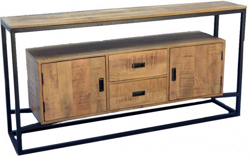 boss & wessing Onderkast BWS Mango Wood Lenvo 180x80x40 cm Met Mat Zwart Metaal