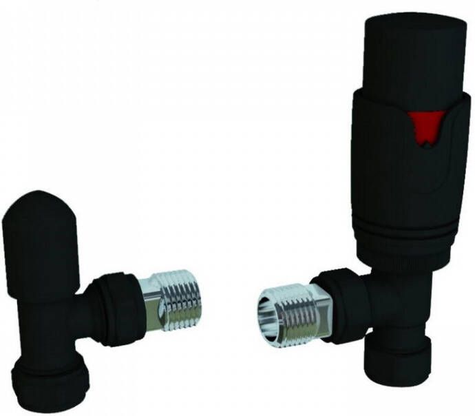 Boss & wessing Radiator Aansluitset BWS Valve 15mm Met Haakse Aansluiting Mat Zwart