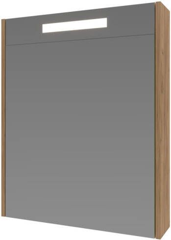 Boss & Wessing Spiegelkast BWS Salt 1 Deur Met LED 60x60 cm Incl. Planchetten Whisky Oak