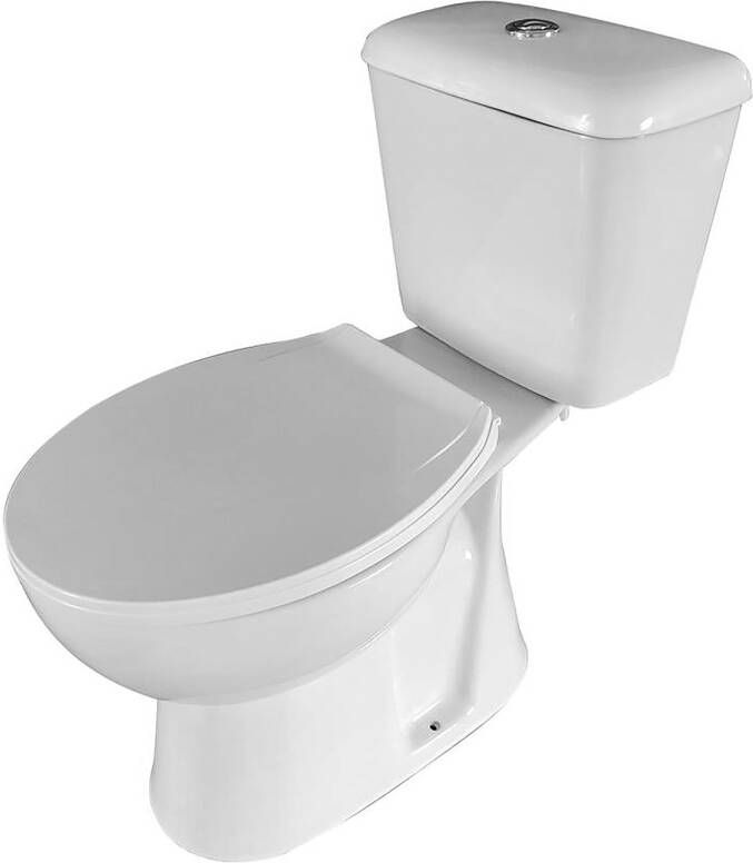 Boss & wessing Toiletpot Cleaner Staand Zonder Bidet Inclusief Toiletbril S-trap 4 in 1 Wit