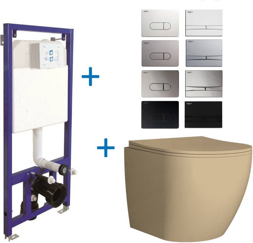 Boss & Wessing Toiletset Budget 68 Mudo Mat Beige Met B&W Drukplaat