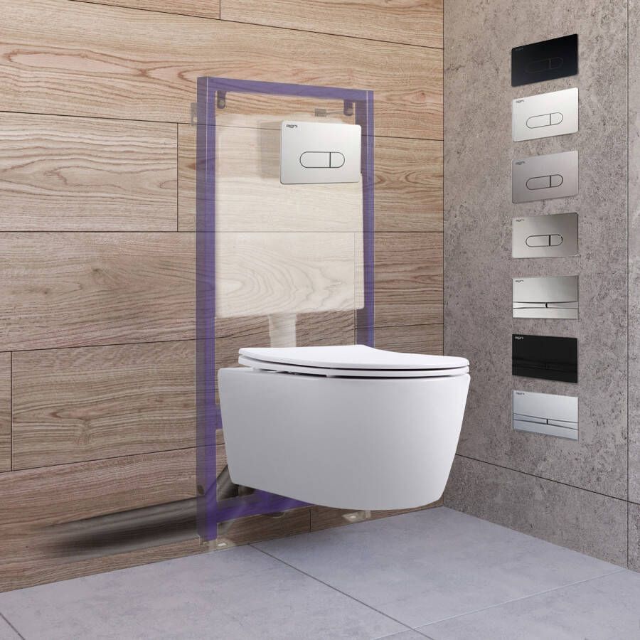Boss & Wessing Toiletset Budget 93 Mudo Randloos Met Zitting Mat Wit Met B&W Drukplaat