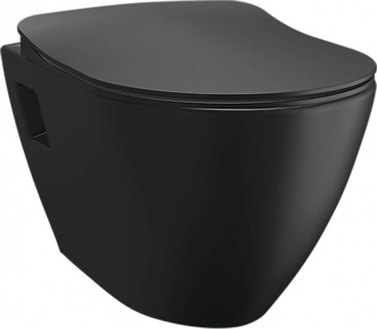 Bewonen Alento WC-zitting mat zwart duroplast inox scharnieren softclose