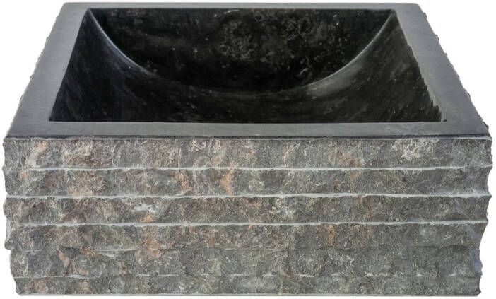 Boss & Wessing Waskom BWS Stone Vierkant 40x40x15 cm Natuursteen Zwart