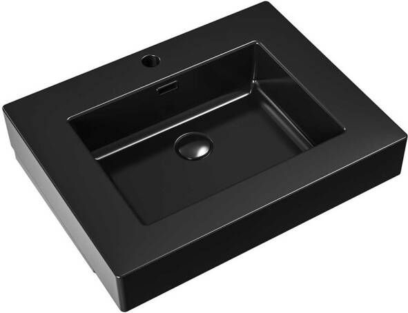 Boss & Wessing Wastafel BWS Ember 1 Kraangat 60x15x46 cm Mat Zwart