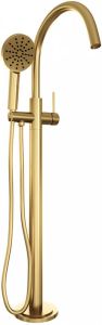 Brauer Gold Edition Staande Badkraan handdouche rond 3 standen 2 gladde knoppen PVD geborsteld goud 5-GG-042-2