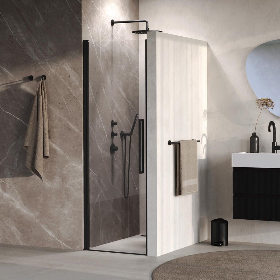Brauer Cosmic Nisdeur Draaiend 80x200 Omkeerbaar Helder Glas Incl. Glascoating Mat Zwart