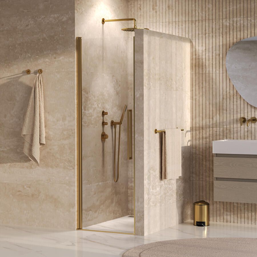 Brauer Cosmic Nisdeur Draaiend 70x200 Omkeerbaar Helder Glas Incl. Glascoating PVD Goud Geborsteld