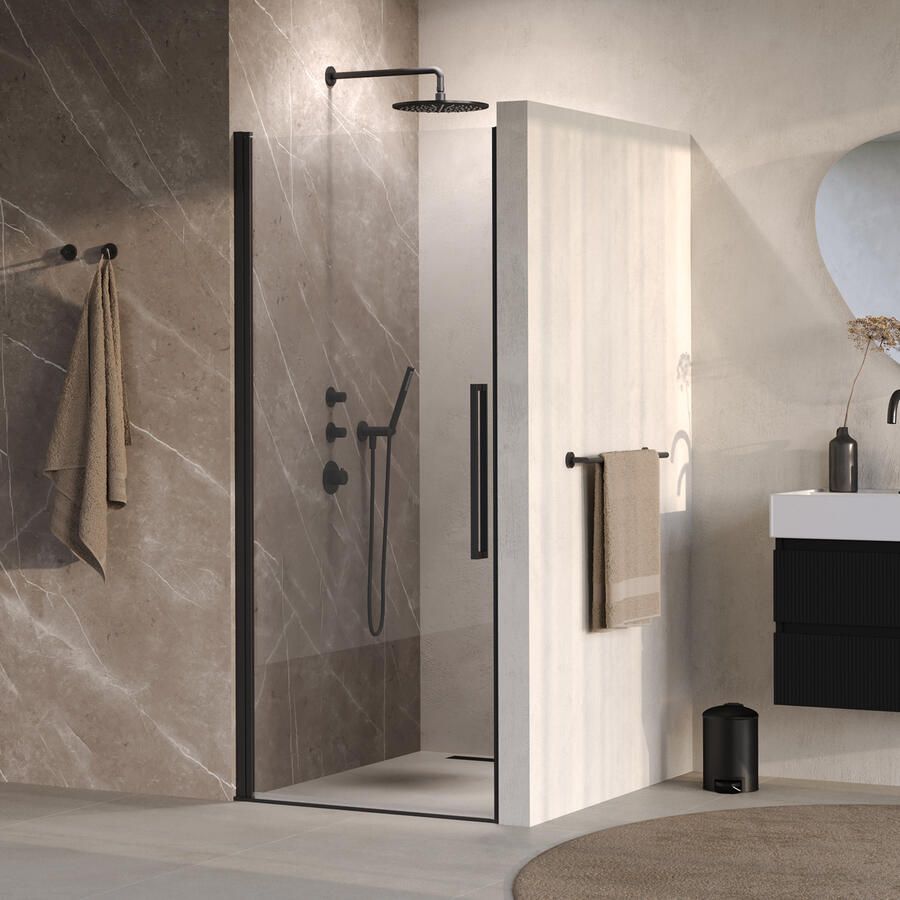 Brauer Cosmic Nisdeur Draaiend 90x200 Omkeerbaar Helder Glas Incl. Glascoating Mat Zwart