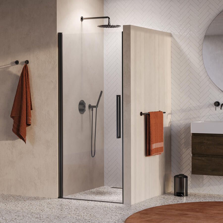 Brauer Cosmic Nisdeur Draaiend 90x200 Omkeerbaar Helder Glas Incl. Glascoating PVD Gunmetal Geborsteld