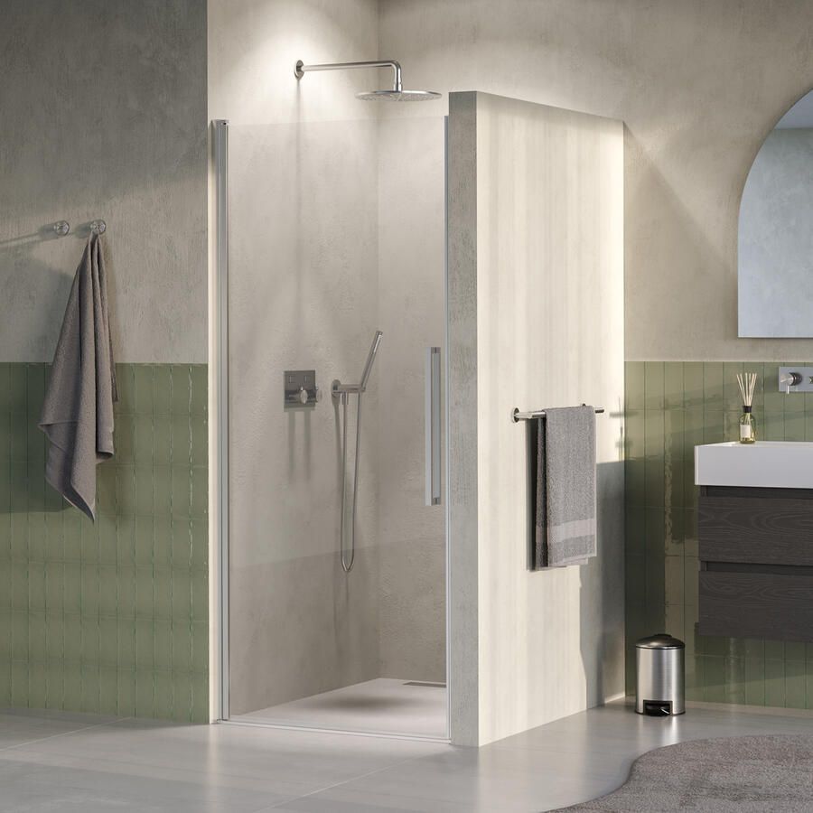 Brauer Cosmic Nisdeur Draaiend 90x200 Omkeerbaar Helder Glas Incl. Glascoating PVD RVS-Kleurig Geborsteld
