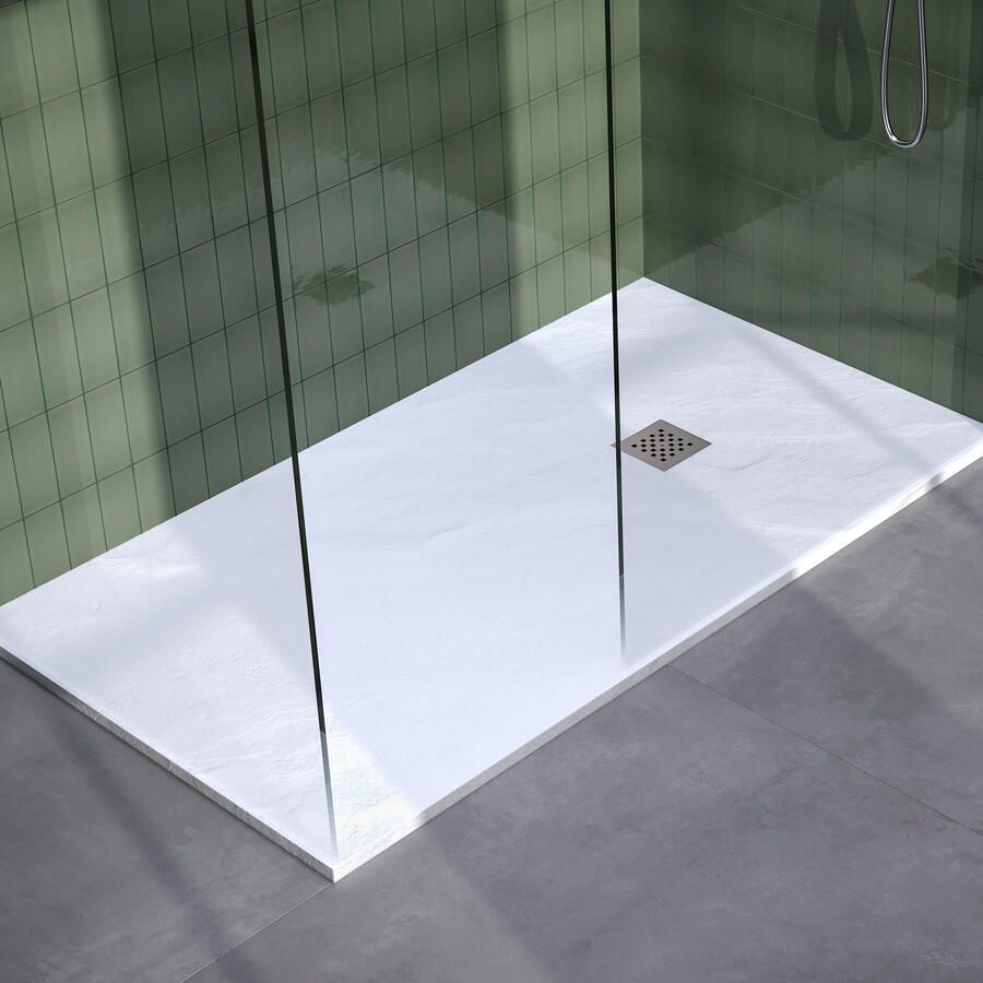 Brauer Asteroid Douchebak 90x180 incl. antislip en antibacterieel mineraalmarmer mat wit DB-AS90180MW