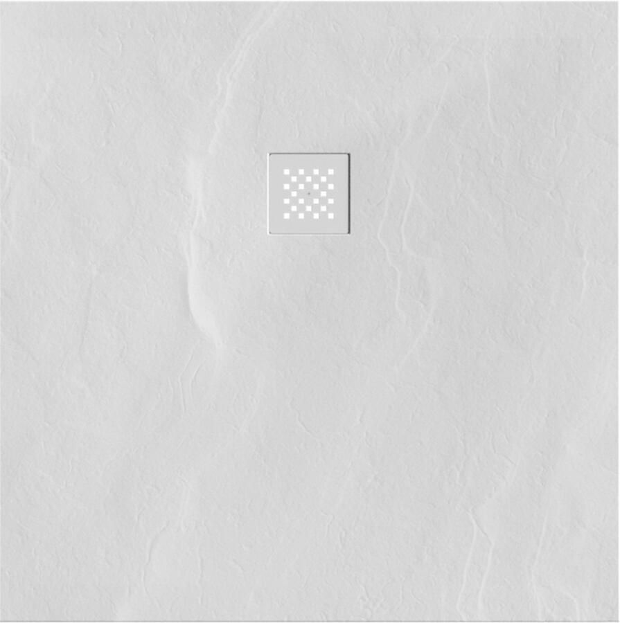 Brauer Douchebak Asteroid 80x120 incl. antislip en antibacterieel mineraalmarmer mat wit