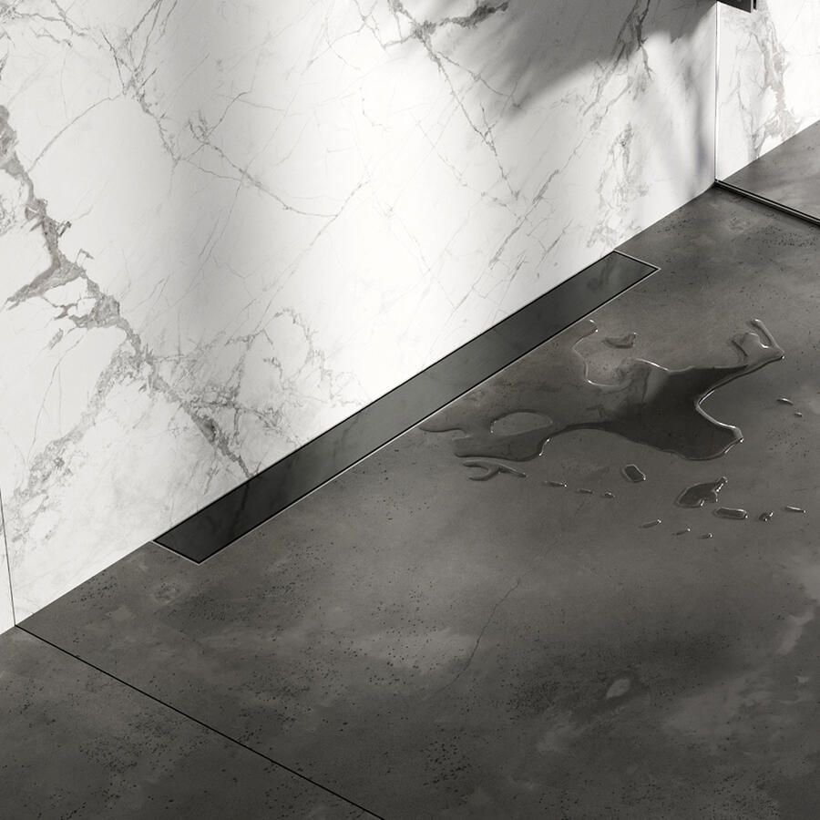 Brauer Douchegoot Geborsteld Gunmetal Muur Montage Inclusief Vloerflens 70x7 cm Zero Tegelinlegrooster Omkeerbaar