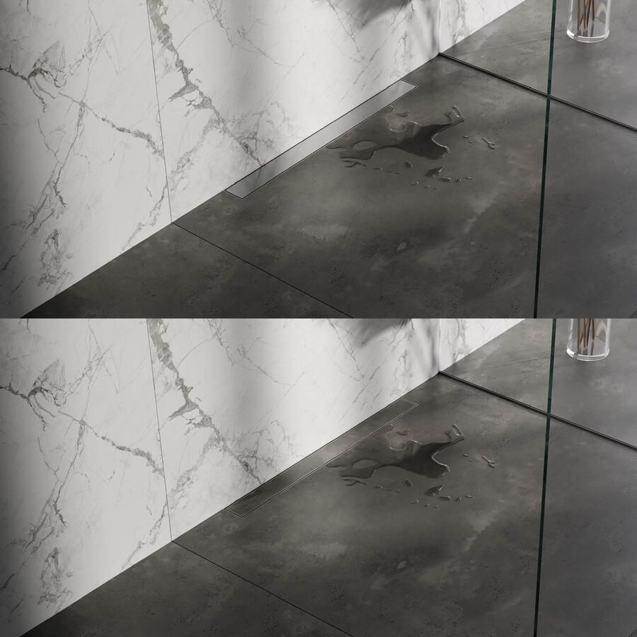 Brauer Douchegoot Geborsteld RVS Muur Montage Inclusief Vloerflens 70x7 cm Zero Tegelinlegrooster Omkeerbaar