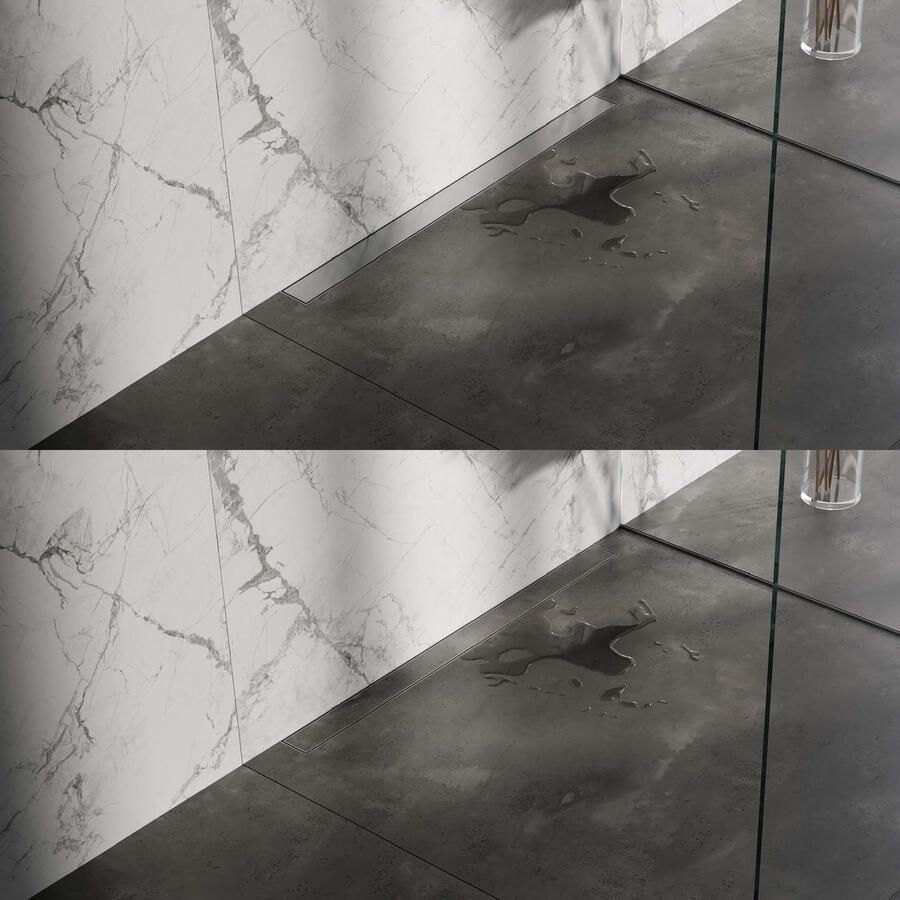 Brauer Douchegoot Geborsteld RVS Muur Montage Inclusief Vloerflens 100x7 cm Zero Tegelinlegrooster Omkeerbaar