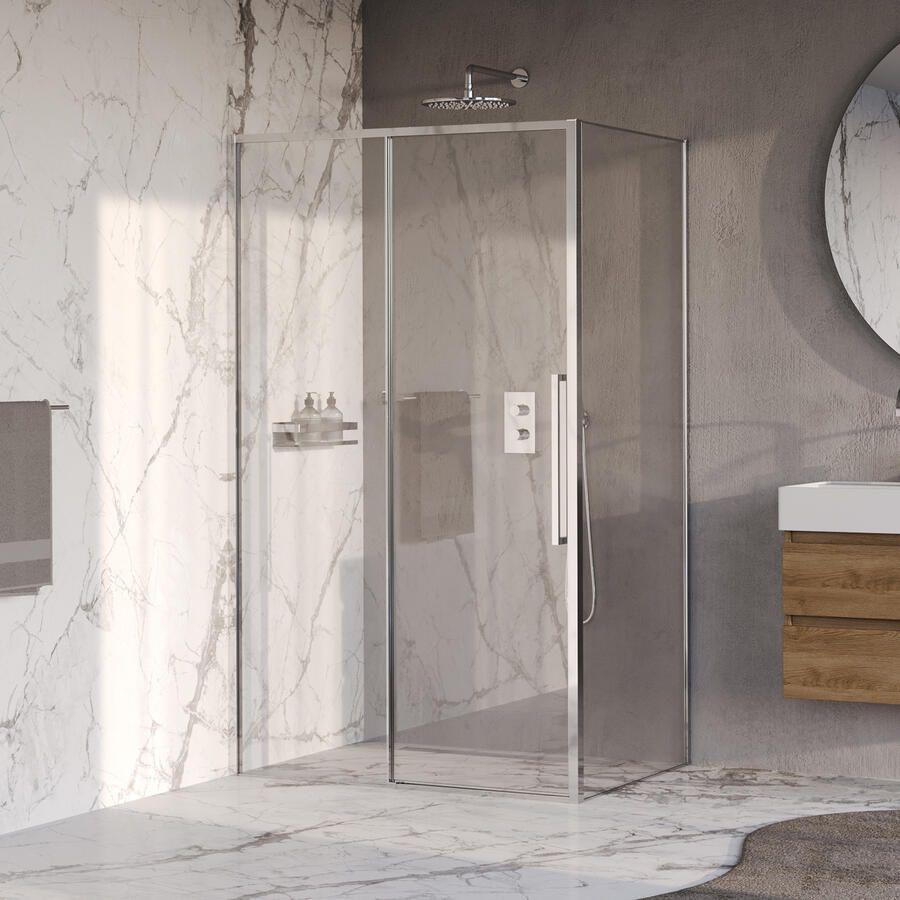Brauer Galactic Douchecabine Met Schuifdeur 120x90x200 Omkeerbaar Helder Glas Incl. Glascoating Chroom