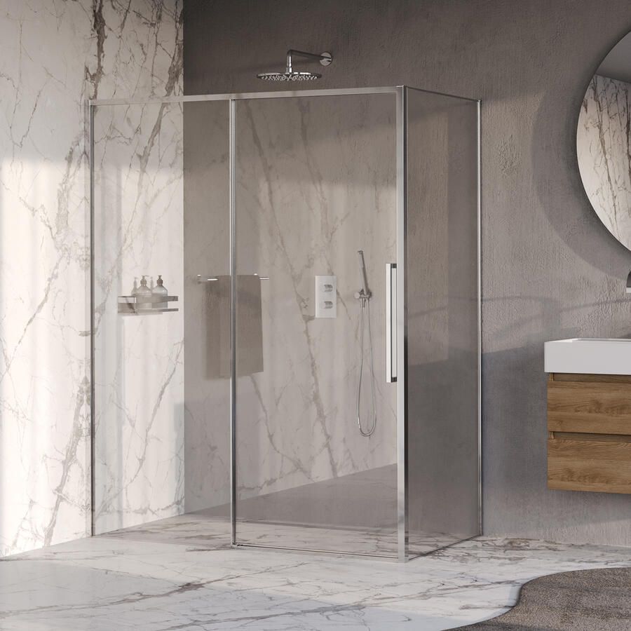Brauer Galactic Douchecabine Met Schuifdeur 160x90x200 Omkeerbaar Helder Glas Incl. Glascoating Chroom