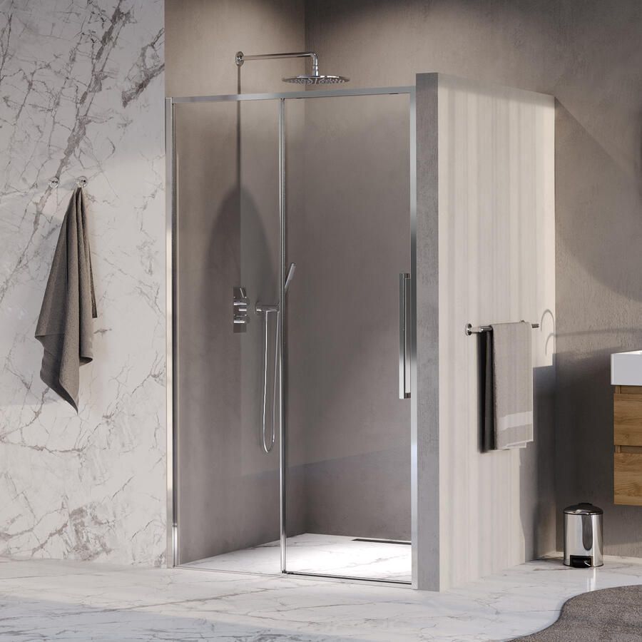Brauer Galactic Nisdeur 2-Delig Schuif 120x200 Omkeerbaar Helder Glas Incl. Glascoating Chroom
