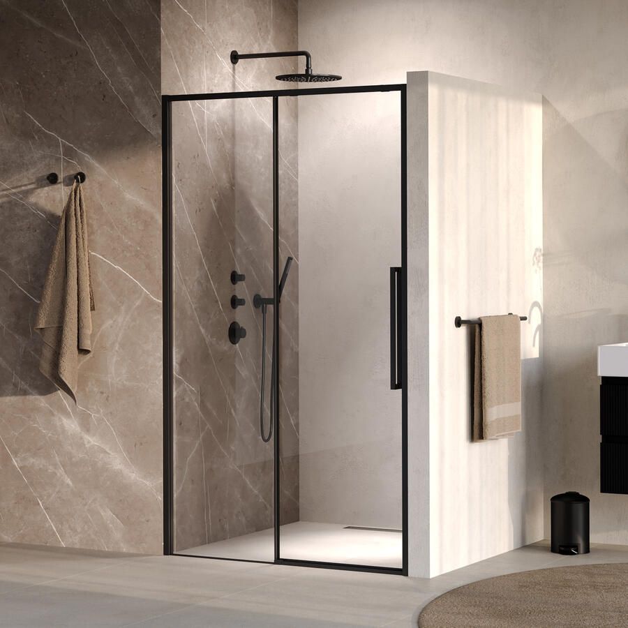 Brauer Galactic Nisdeur 2-Delig Schuif 120x200 Omkeerbaar Helder Glas Incl. Glascoating Mat Zwart