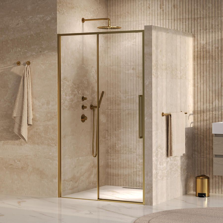 Brauer Galactic Nisdeur 2-Delig Schuif 120x200 Omkeerbaar Helder Glas Incl. Glascoating PVD Goud Geborsteld