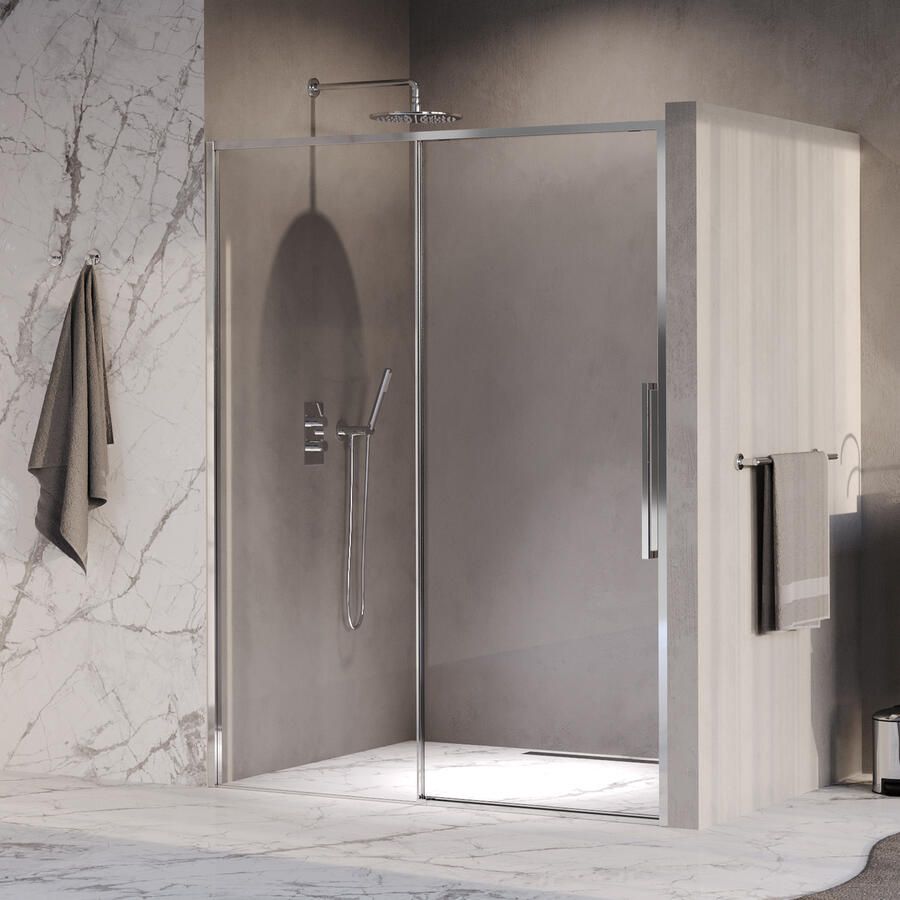 Brauer Galactic Nisdeur 2-Delig Schuif 160x200 Omkeerbaar Helder Glas Incl. Glascoating Chroom