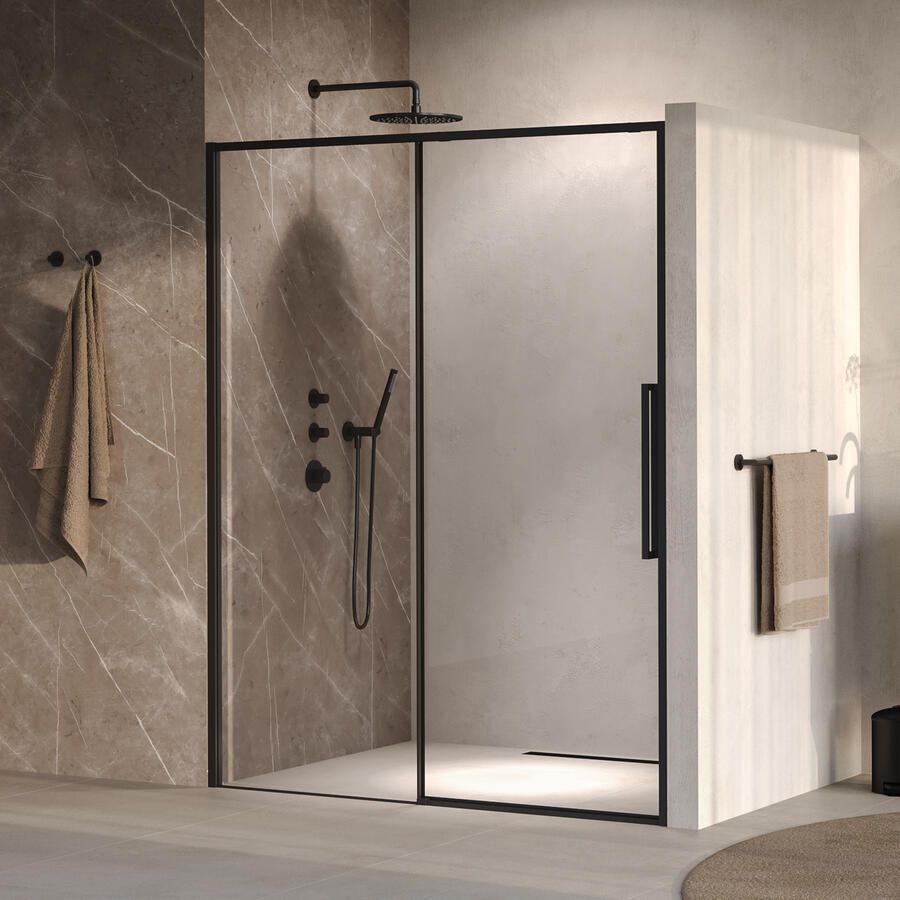 Brauer Galactic Nisdeur 2-Delig Schuif 160x200 Omkeerbaar Helder Glas Incl. Glascoating Mat Zwart