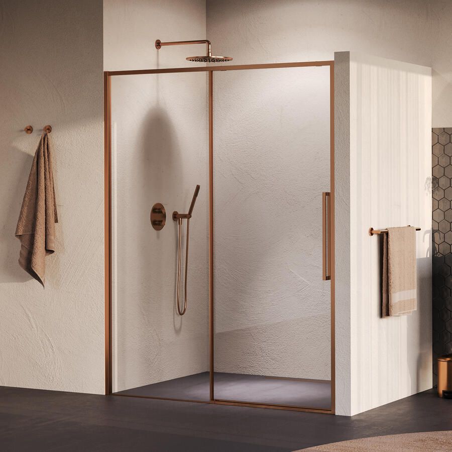 Brauer Galactic Nisdeur 2-Delig Schuif 160x200 Omkeerbaar Helder Glas Incl. Glascoating PVD Koper Geborsteld