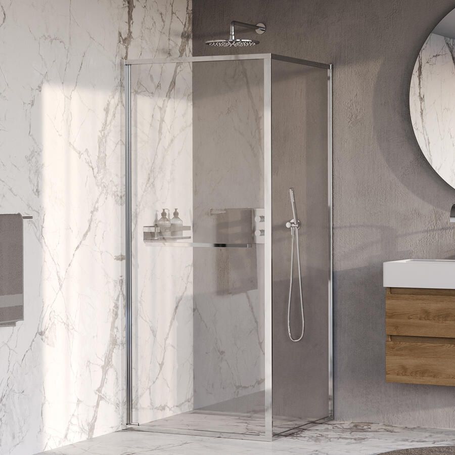 Brauer Luminis Douchecabine 2-Delig Naar Binnen Draaiend 90x90x200 Omkeerbaar Helder Glas Incl. Glascoating Chroom