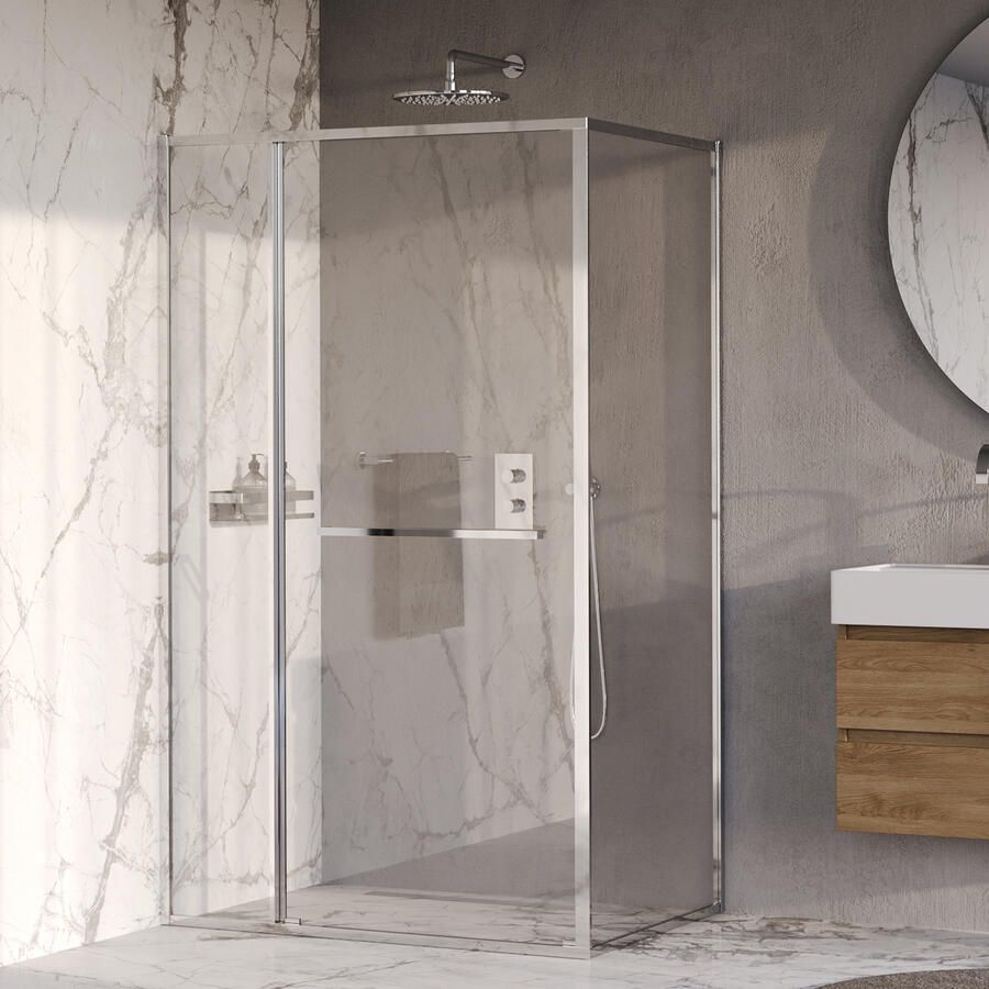 Brauer Luminis Douchecabine 3-Delig Naar Binnen Draaiend 120x90x200 Omkeerbaar Helder Glas Incl. Glascoating Chroom