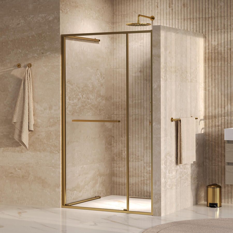 Brauer Luminis Nisdeur 2-Delig Naar Binnen Draaiend 120x200 Omkeerbaar Helder Glas Incl. Glascoating PVD Goud Geborsteld