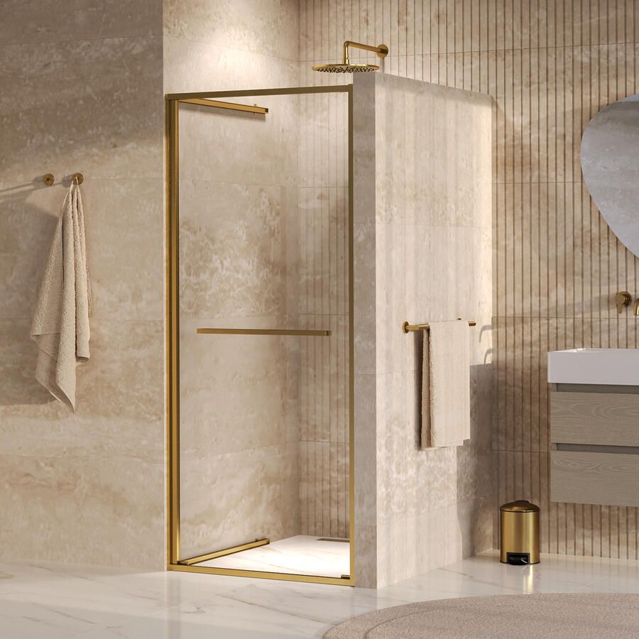 Brauer Luminis Nisdeur Naar Binnen Draaiend 90x200 Omkeerbaar Helder Glas Incl. Glascoating PVD Goud Geborsteld