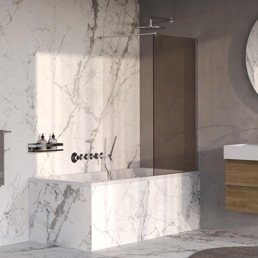 Brauer Oblivion Badwand 80x140 Brons Glas Incl. Glascoating Chroom