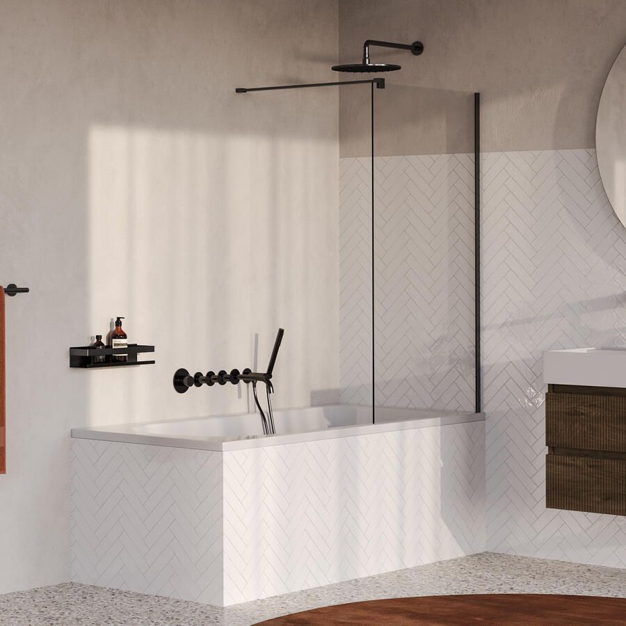 Brauer Oblivion Badwand 80x140 Helder Glas Incl. Glascoating PVD Gunmetal Geborsteld