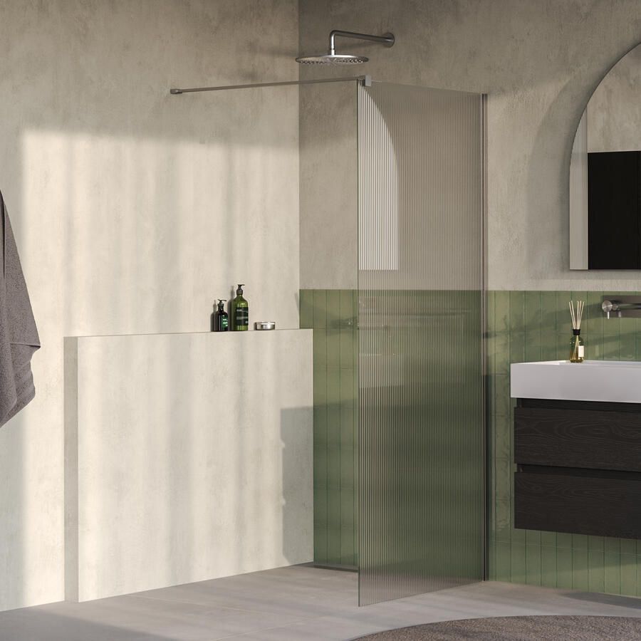 Brauer Oblivion Flow inloopdouche helder ribbelglas 90x200 incl. glascoating Geborsteld RVS PVD