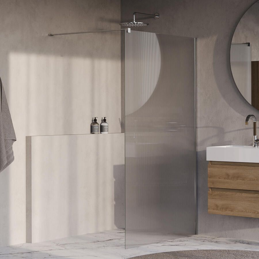 Brauer Oblivion Flow inloopdouche helder ribbelglas 120x200 incl. glascoating chroom