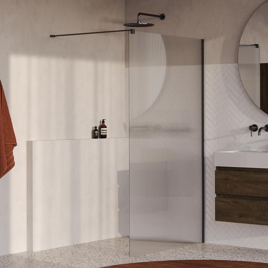 Brauer Oblivion Flow inloopdouche helder ribbelglas 120x200 incl. glascoating Geborsteld Gunmetal PVD