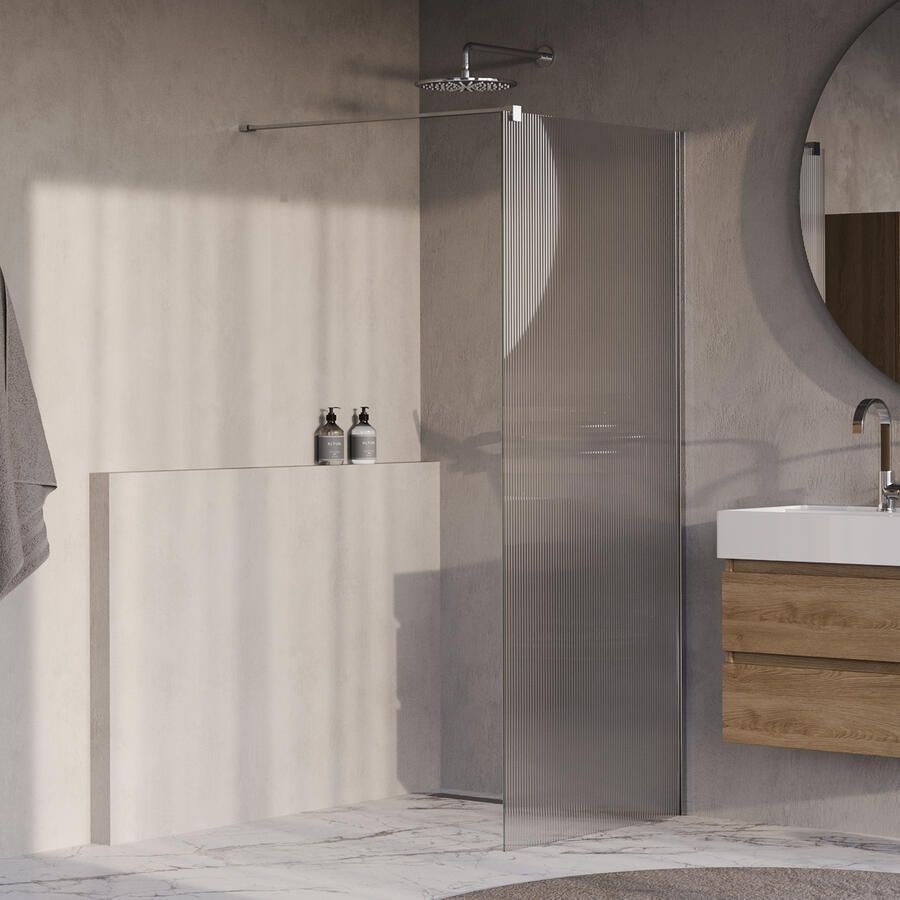Brauer Oblivion Flow inloopdouche helder ribbelglas 100x200 incl. glascoating chroom