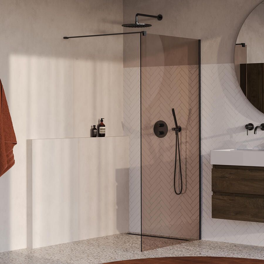 Brauer Oblivion Inloopdouche 100x200cm glascoating brons glas geborsteld gunmetal PVD GS-OBI1B100200GM