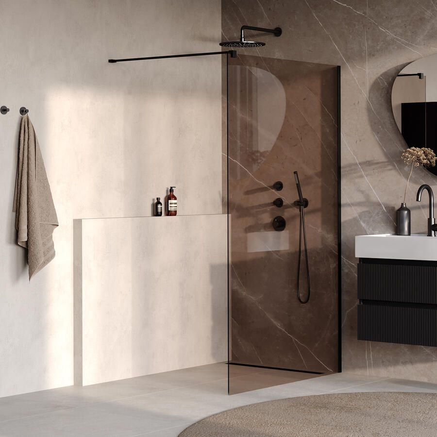 Brauer Oblivion Inloopdouche 120x200cm glascoating brons glas mat zwart GS-OBI1B120200MZ