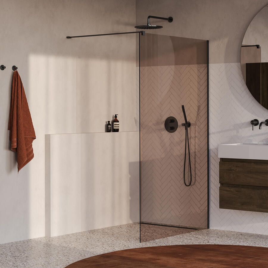 Brauer Oblivion Inloopdouche 120x200cm glascoating brons glas geborsteld gunmetal PVD GS-OBI1B120200GM