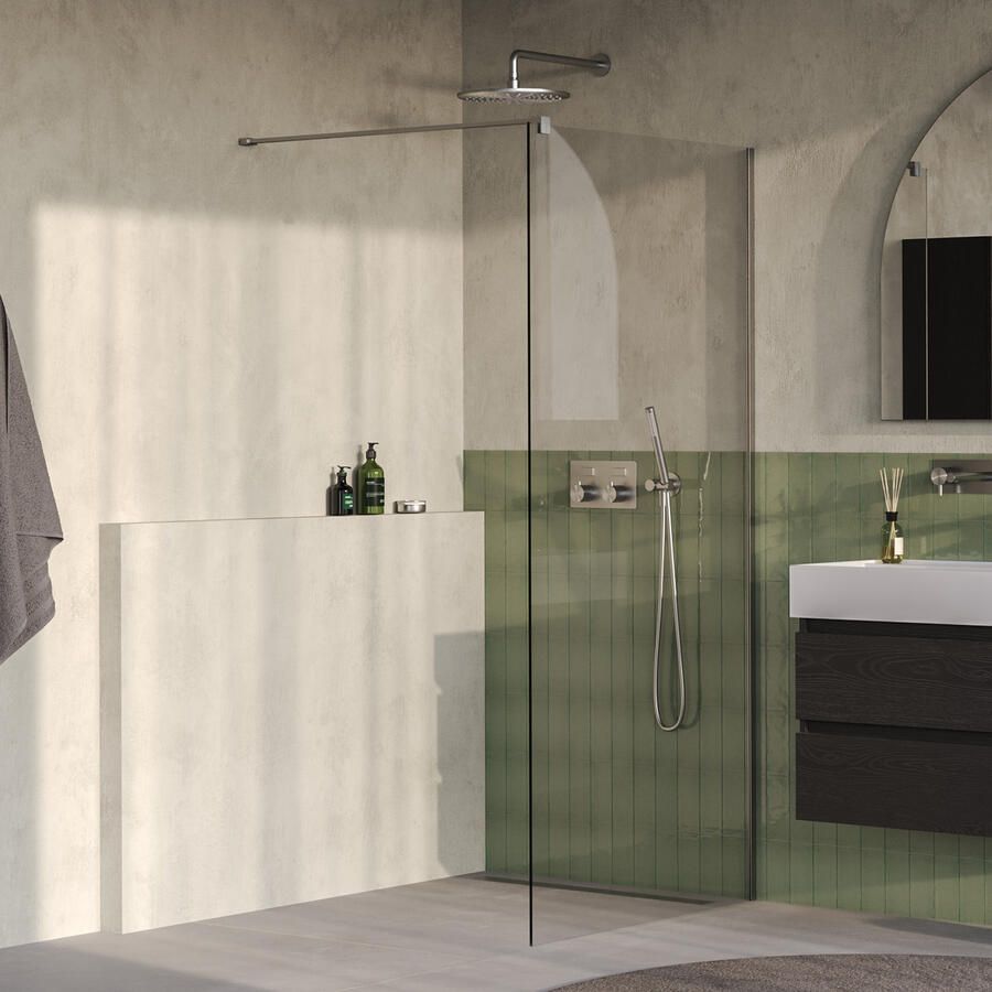 Brauer Oblivion Inloopdouche 90x200cm glascoating helder glas Geborsteld RVS PVD GS-OBI1H90200NG