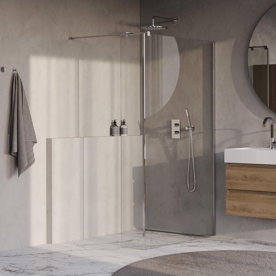 Brauer Oblivion Inloopdouche 120x200cm 30cm zijwand glascoating helder glas Chroom GS-OBI2H12030200CE