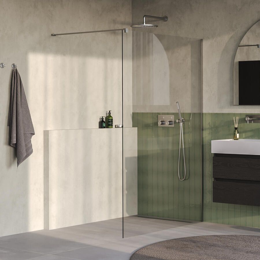 Brauer Oblivion Inloopdouche 140x200cm glascoating helder glas Geborsteld RVS PVD GS-OBI1H140200NG
