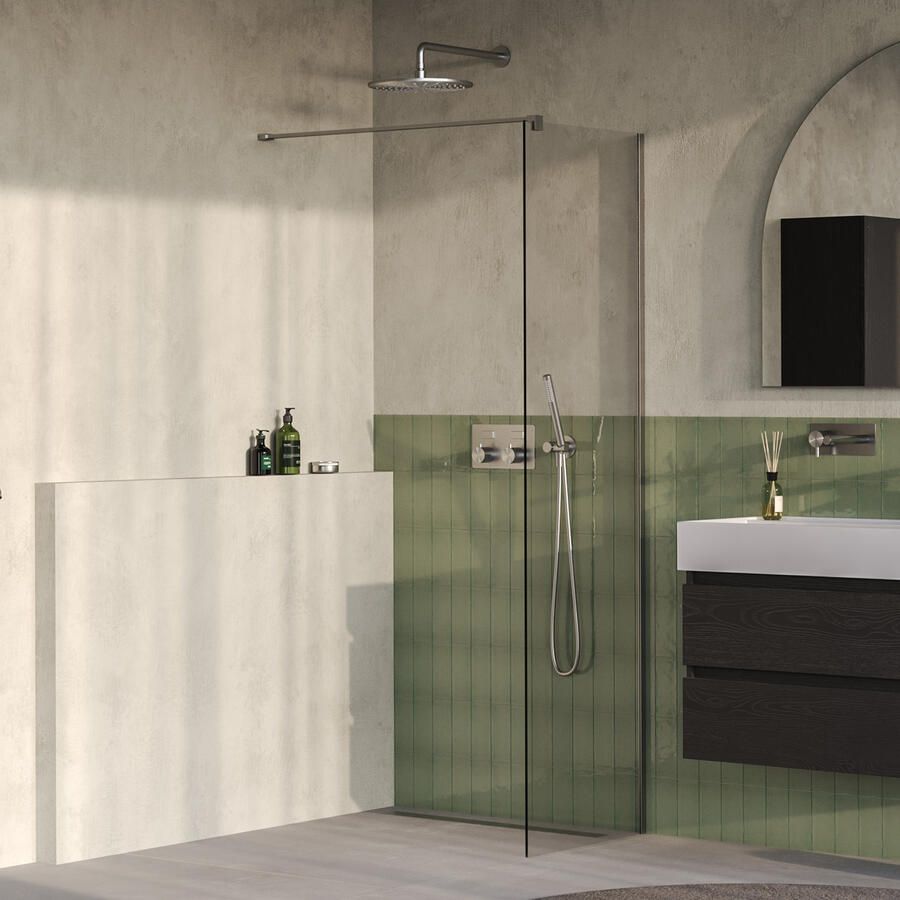 Brauer Oblivion Inloopdouche 50x200cm glascoating helder glas Geborsteld RVS PVD GS-OBI1H50200NG