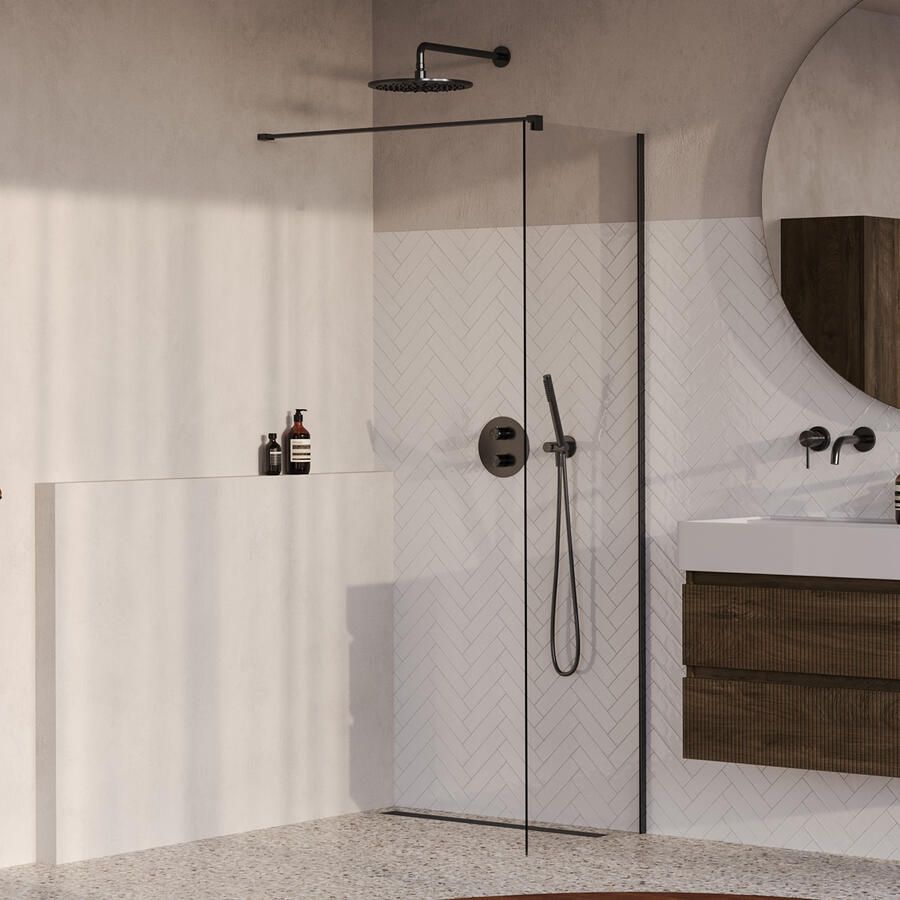 Brauer Oblivion Inloopdouche 50x200cm glascoating helder glas geborsteld gunmetal PVD GS-OBI1H50200GM