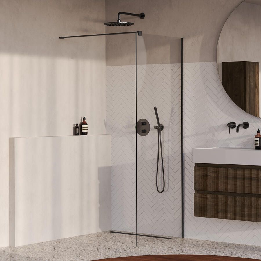 Brauer Oblivion Inloopdouche 70x200cm glascoating helder glas geborsteld gunmetal PVD GS-OBI1H70200GM