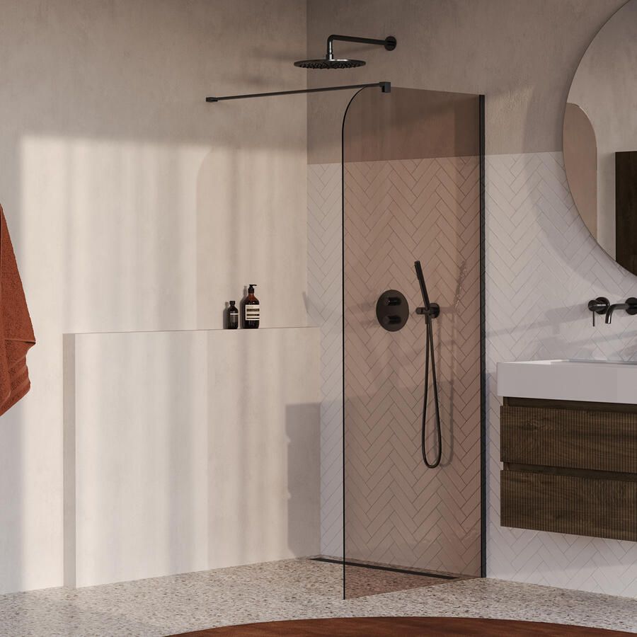 Brauer Orion inloopdouche brons glas 100x200 incl. glascoating Geborsteld Gunmetal PVD